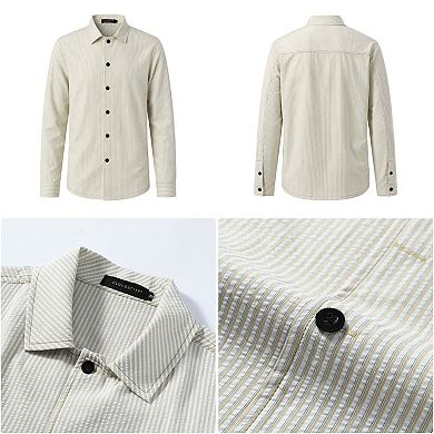 Men's Button Down Shirt Striped Long Sleeve Relaxed Casual