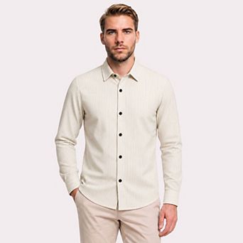 Men's Button Down Shirt Striped Long Sleeve Relaxed Casual