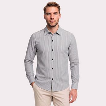 Men's Button Down Shirt Striped Long Sleeve Relaxed Casual
