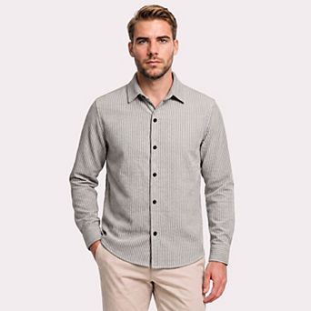 Men's Button Down Shirt Striped Long Sleeve Relaxed Casual