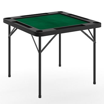 Flash Furniture 34.5" Square 4-Player Folding Card Game Table with Felt and Cup Holders