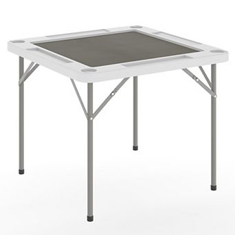 Flash Furniture 34.5" Square 4-Player Folding Card Game Table with Felt and Cup Holders