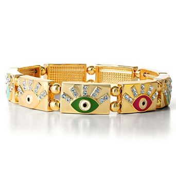 JS Jessica Simpson Womens Evil Eye Stretch Bracelet - Gold-Tone Evil Eye Bracelet