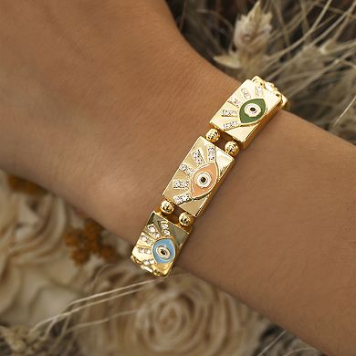 JS Jessica Simpson Womens Evil Eye Stretch Bracelet - Gold-Tone Evil Eye Bracelet