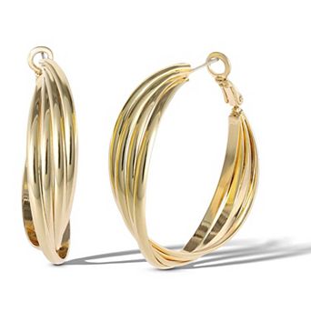 JS Jessica Simpson Womens Twisted Layered Hoop Earrings