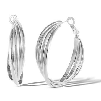 JS Jessica Simpson Womens Twisted Layered Hoop Earrings