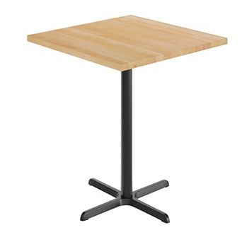 Flash Furniture Square Solid Wood Commercial Tabletop with 30" x 30" Bar Height X-Base