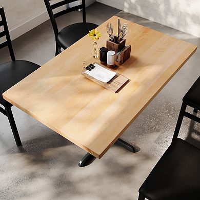 Flash Furniture Rectangular Solid Wood Commercial Tabletop w/ 23.75" x 29.5" Dining Height X-Base