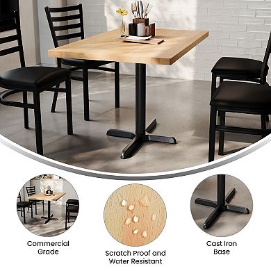 Flash Furniture Rectangular Solid Wood Commercial Tabletop w/ 23.75" x 29.5" Dining Height X-Base