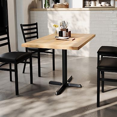 Flash Furniture Rectangular Solid Wood Commercial Tabletop w/ 23.75" x 29.5" Dining Height X-Base