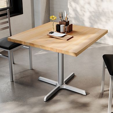 Flash Furniture Square Solid Wood Commercial Tabletop with 30" x 30" Dining Height X-Base