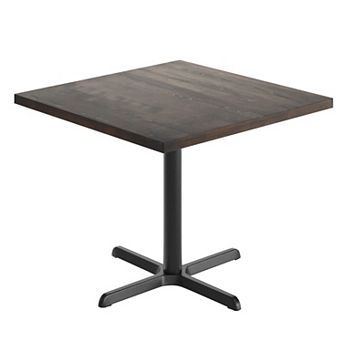 Flash Furniture Square Solid Wood Commercial Tabletop with 30" x 30" Dining Height X-Base