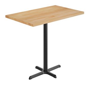 Flash Furniture 48"L x 30"W Solid Wood Commercial Tabletop with 23.5" x 29.5" Bar Height X-Base