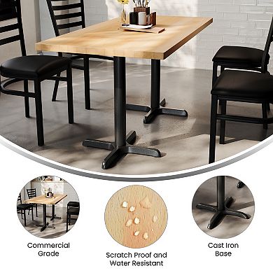 Flash Furniture Rectangular Solid Wood Commercial Tabletop with X-Base