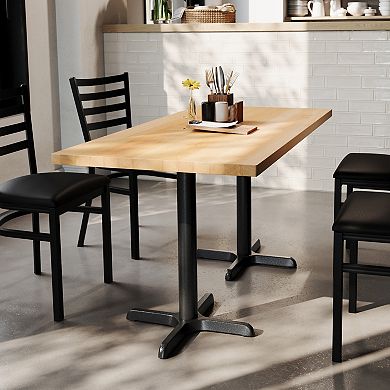 Flash Furniture Rectangular Solid Wood Commercial Tabletop with X-Base