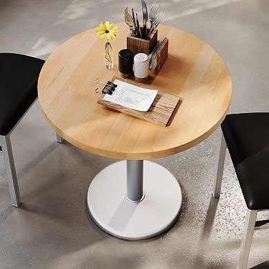 Flash Furniture Round Solid Wood Commercial Tabletop with 18" Round Dining Height Base