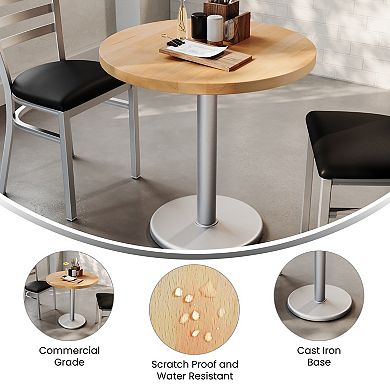 Flash Furniture Round Solid Wood Commercial Tabletop with 18" Round Dining Height Base
