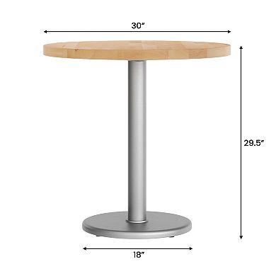 Flash Furniture Round Solid Wood Commercial Tabletop with 18" Round Dining Height Base