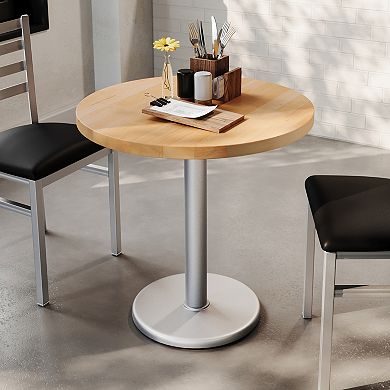 Flash Furniture Round Solid Wood Commercial Tabletop with 18" Round Dining Height Base