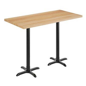 Flash Furniture 60"L x 30"W Solid Wood Commercial Tabletop with 22" x 22" Bar Height X-Base