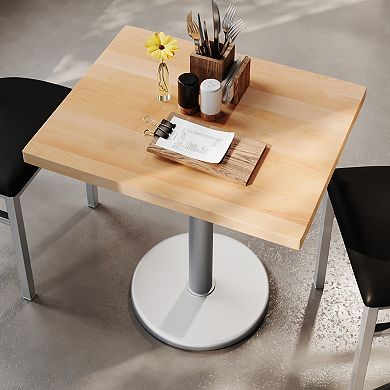 Flash Furniture 30"L x 24"W Solid Wood Commercial Tabletop with 18" Dining Height Base