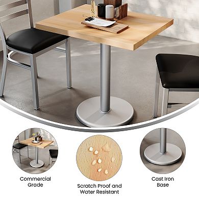 Flash Furniture 30"L x 24"W Solid Wood Commercial Tabletop with 18" Dining Height Base