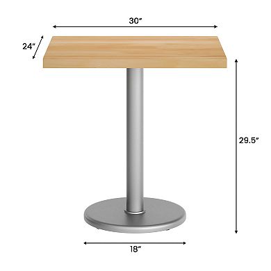 Flash Furniture 30"L x 24"W Solid Wood Commercial Tabletop with 18" Dining Height Base