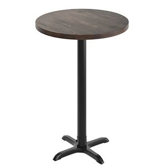 Flash Furniture Round Solid Wood Commercial Tabletop with 22" x 22" Bar Height X-Base