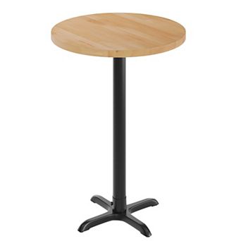 Flash Furniture 30" Round Solid Wood Commercial Tabletop with 22" x 22" Bar Height X-Base