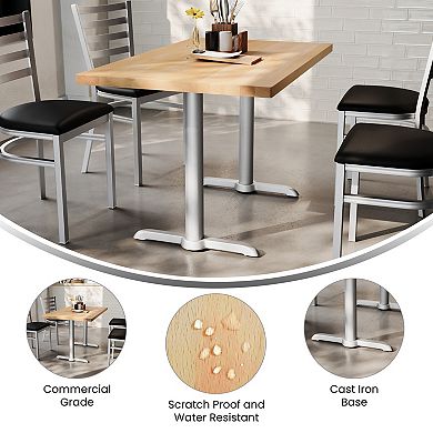 Flash Furniture Rectangular Solid Wood Commercial Tabletop w/Two 22" x 22" Dining Height T-Bases