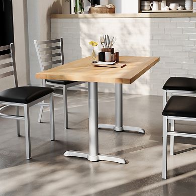Flash Furniture Rectangular Solid Wood Commercial Tabletop w/Two 22" x 22" Dining Height T-Bases