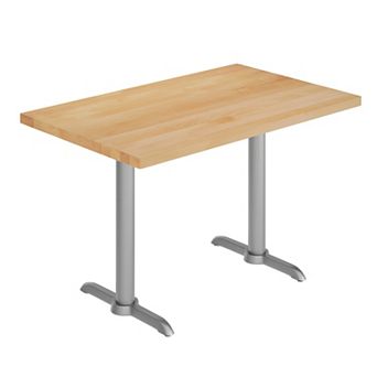Flash Furniture Rectangular Solid Wood Commercial Tabletop w/Two 22" x 22" Dining Height T-Bases