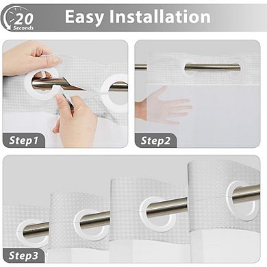 No Hook Waffle Weave Shower Curtain with Snap-In Waterproof Liner & Hotel Style Design