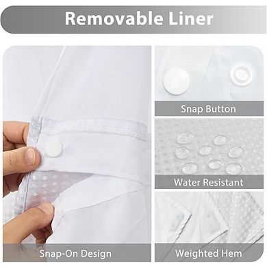 No Hook Waffle Weave Shower Curtain with Snap-In Waterproof Liner & Hotel Style Design