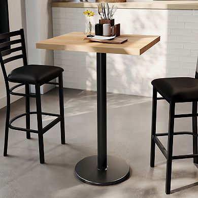 Flash Furniture 30"L x 24"W Solid Wood Commercial Tabletop with 18" Bar Height Base
