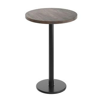 Flash Furniture Round Solid Wood Commercial Tabletop with 18" Round Bar Height Base