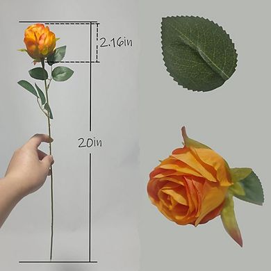10-Pack Artificial Silk Roses Lifelike Single Stems for Home & Event Decor