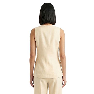 Artyska Women’s Sleeveless Asymmetrical Button-Front Linen Vest Top