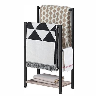 Freestanding 2 Tier Towel Rack Blanket Holder