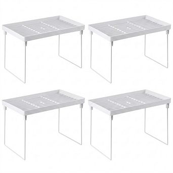 4 Pack Stackable Kitchen Storage Shelf Foldable Cabinet Organizer