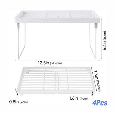 4 Pack Stackable Kitchen Storage Shelf Foldable Cabinet Organizer