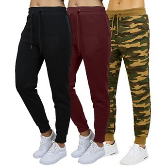 Blue Ice Women's Loose Fit Classic Fleece Jogger Sweatpants With Zipper Side Pockets-3 Pack