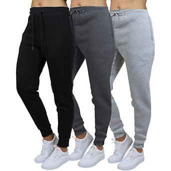 Blue Ice Women's Loose Fit Classic Fleece Jogger Sweatpants With Zipper Side Pockets-3 Pack