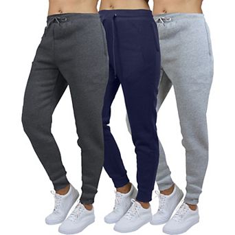 Blue Ice Women's Loose Fit Classic Fleece Jogger Sweatpants With Zipper Side Pockets-3 Pack