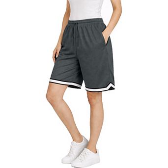 Jump Start Women's Loose Fit Premium Active Moisture Wicking Workout Mesh Shorts With Trim