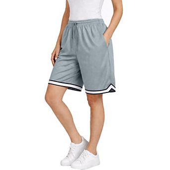 Jump Start Women's Loose Fit Premium Active Moisture Wicking Workout Mesh Shorts With Trim