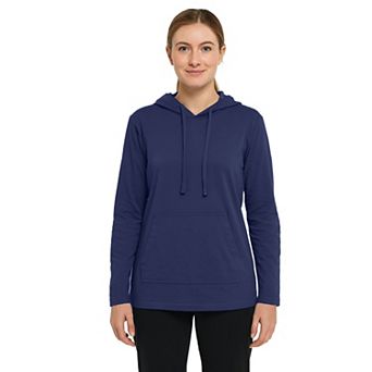 Blue Ice Women's Loose Fit Cotton Lightweight Casual Pullover Drawstring Hoodie With Pocket