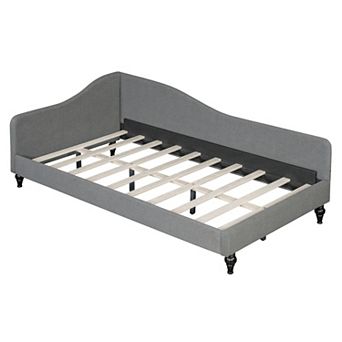 Pnronnc Camel Upholstered Platform Bed Frame Velvet Fabric Wingback Bed with Thick Headboard