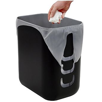 2.5-Gallon Trash Can Plastic Wastebasket with Grocery Bag Hooks