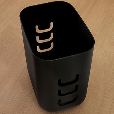 2.5-Gallon Trash Can Plastic Wastebasket with Grocery Bag Hooks